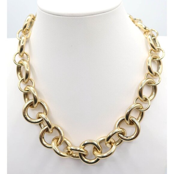 J CREW Chunky Open Link Statement Gold Tone Chain Necklace 18 Inches Preppy - Picture 1 of 6